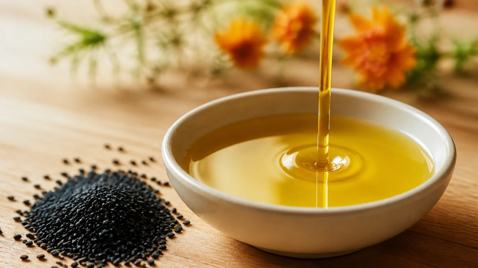 Graines de nigelle et huile végétale pour évaluer la qualité d’une huile Primal