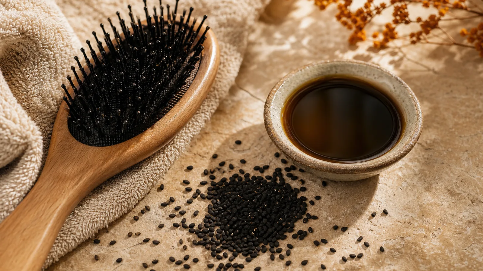 Routine huile de nigelle — cheveux